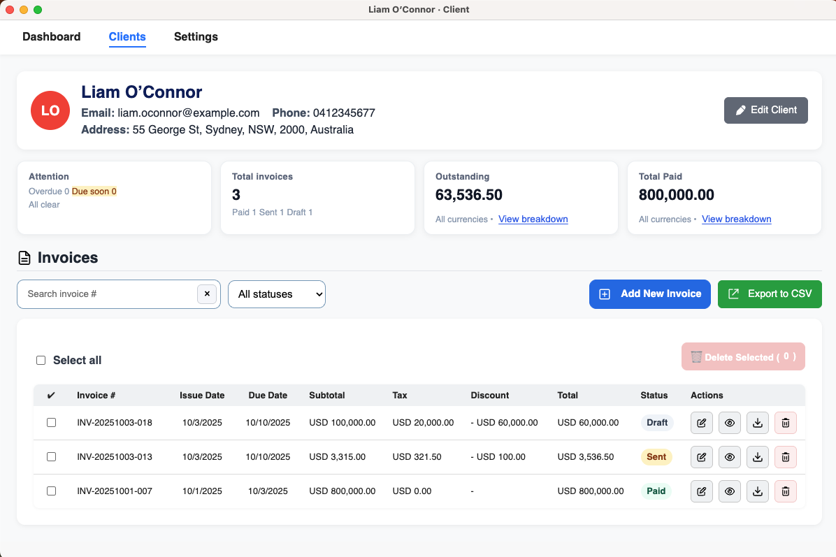 Client Management screenshot