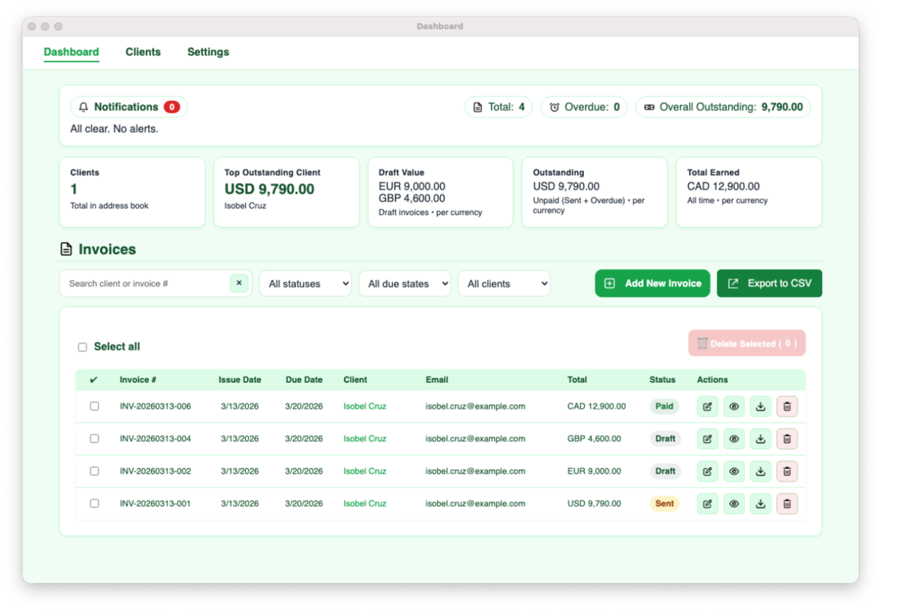 AC InvoicePro Green theme